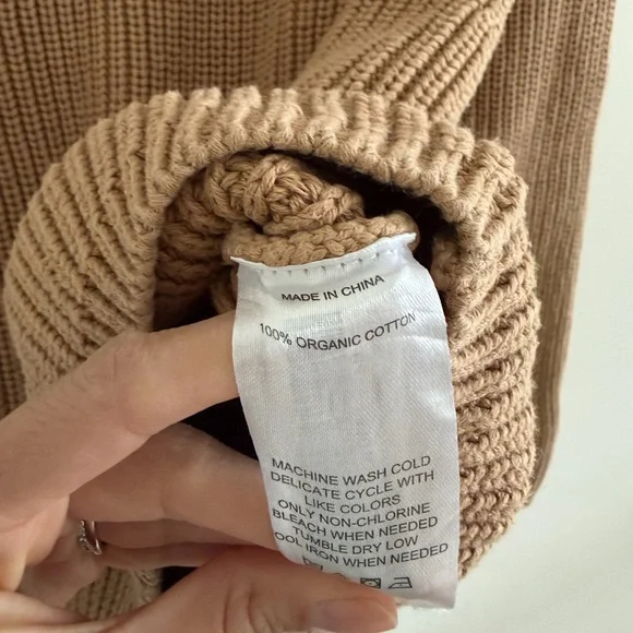 Quince Organic Cotton Chunky Knit Sweater – Camel - Picture 4 of 6